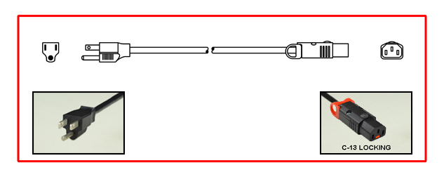 <font color="red">LOCKING</font> TAIWAN 10 AMPERE-125 VOLT DETACHABLE POWER CORD, CNS10917-2 [TW1-15] PLUG, IEC 60320 <font color="red">LOCKING C-13 CONNECTOR</font>, VCTF 1.25mm CONDUCTORS, 70C, 2 POLE-3 WIRE GROUNDING [2P+E], 2.5 METERS [8FT-2IN] [98"] LONG. BLACK. COILED.  
<br><font color="yellow">Length: 2.5 METERS [8FT-2IN]</font>

<br><font color="yellow">Notes: </font> 
<br><font color="yellow">*</font> Locking C13 connector designed to securely lock onto all C14 inlets, C14 plugs, C14 power cords.
<br><font color="yellow">*</font> IEC 60320 C-13 connector locks onto C14 power inlets. <font color="red">Slide buttons (red color) release (unlocks) the C-13 connector</font>.
<br><font color="yellow">*</font><font color="orange">Custom lengths / designs available.</font>  
<br><font color="yellow">*</font> IEC 60320 C-13 locking power strips, C-13 locking panel mount outlet and additional C-13 locking power cords are listed below under related products.