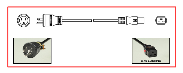 <font color="red">LOCKING</font> TAIWAN 15 AMPERE-125 VOLT DETACHABLE POWER CORD, CNS10917-2 [TW1-15] PLUG, IEC 60320 <font color="red">LOCKING C-19 CONNECTOR</font>, H05VV-F 1.5mm2 CONDUCTORS, 70C, 2 POLE-3 WIRE GROUNDING [2P+E], 2.5 METERS [8FT-2IN] [98"] LONG. BLACK. COILED.
<br><font color="yellow">Length: 2.5 METERS [8FT-2IN]</font>  

<br><font color="yellow">Notes: </font> 
<br><font color="yellow">*</font> Locking C19 connector designed to securely lock onto all C20 inlets, C20 plugs, C20 power cords.
<br><font color="yellow">*</font> IEC 60320 C-19 connector locks onto C20 power inlets. <font color="red">Slide buttons (red color) release (unlocks) the C-19 connector</font>.
<br><font color="yellow">*</font><font color="orange">Custom lengths / designs available.</font>  
<br><font color="yellow">*</font> IEC 60320 C-19 locking power strips, C-19 locking panel mount outlet are listed below under related products.