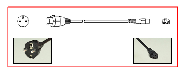 EUROPEAN CEE 7/7 SCHUKO 2.5 AMPERE 230-250 VOLT POWER CORD, [EU1-16P] TYPE E, F PLUG, IEC 60320 C-5 CONNECTOR, 2 POLE-3 WIRE GROUNDING, 1.8 METERS [6 FEET] [72"] LONG. BLACK.
<br><font color="yellow">Length: 1.8 METERS [6 FEET]</font>