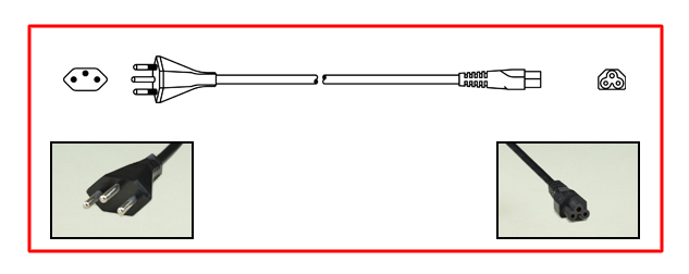 BRAZIL 2.5 AMPERE-250 VOLT POWER CORD, NBR 14136 (BR2-10P) TYPE N PLUG, IEC 60320 C-5 CONNECTOR, 2 POLE-3 WIRE GROUNDING (2P+E), 1.8 METERS (6 FEET) (72") LONG. BLACK.
<br><font color="yellow">Length: 1.8 METERS (6 FEET)</font>
<br> <font color="yellow">Notes: </font> 
<br> <font color="yellow">*</font> Power cord plug mates with 10A-250V & 20A-250V Brazil outlets, connectors.  