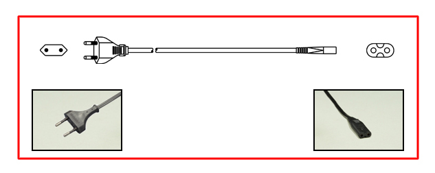 BRAZIL 2.5 AMPERE-250 VOLT POWER CORD, NBR 6147 PLUG, IEC 60320 C-7 CONNECTOR, 2 POLE-2 WIRE (2P), 1.8 METERS (6 FEET) (72") LONG. BLACK.
<br><font color="yellow">Length: 1.8 METERS (6 FEET)</font>
<br> <font color="yellow">Notes: </font> 
<br> <font color="yellow">*</font> Power cord plug mates with 10A-250V & 20A-250V Brazil outlets, connectors.  