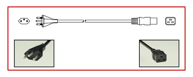 SOUTH AFRICA 16 AMPERE-250 VOLT DETACHABLE POWER CORD, ZA, SANS 164-2 <font color="yellow"> TYPE N </font> [SA1-16P] PLUG, IEC 60320 C-19 CONNECTOR, 2 POLE-3 WIRE GROUNDING [2P+E], 2.5 METERS [8FT-2IN] [98"] LONG. BLACK.
<br><font color="yellow">Length: 2.5 METERS [8FT-2IN]</font> 