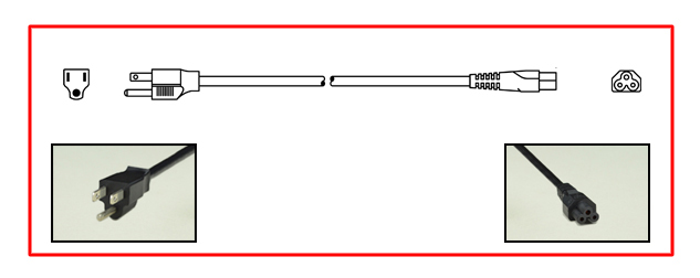 AMERICAN 7 AMPERE-125 VOLT POWER CORD, NEMA 5-15P TYPE B PLUG, IEC 60320 C-5 CONNECTOR, 18/3 AWG, SVT 60C CORDAGE, 2 POLE-3 WIRE GROUNDING (2P+E), 1.8 METERS (6 FEET) (72") LONG. BLACK.
<br><font color="yellow">Length: 1.8 METERS (6 FEET)</font> 