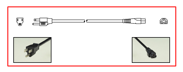 AMERICAN 10 AMPERE-125 VOLT POWER CORD, NEMA 5-15P TYPE B PLUG, IEC 60320 C-5 CONNECTOR, 18/3 AWG, 1,250 WATTS, SVT 60C CORDAGE, 2 POLE-3 WIRE GROUNDING (2P+E), 3.05 METERS (10 FEET) (120") LONG. BLACK.
<br><font color="yellow">Length: 3.05 METERS (10 FEET)</font> 