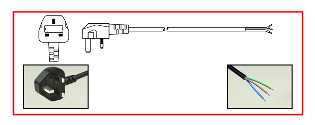 UK, BRITISH, UNITED KINGDOM, GULF STATES, 10 AMPERE-250 VOLT POWER SUPPLY CORD, TYPE G, BS 1363A, UK1-13P, PLUG, 10 AMP. BS 1362 FUSE, 2 POLE-3 WIRE GROUNDING [2P+E], STRIPPED ENDS, 2.5 METERS [8FT-2IN] [98"] LONG. BLACK. 
<br><font color="yellow">Length: 2.5 METERS [8FT-2IN]</font>

<br><font color="yellow">Notes: </font> 
<br><font color="yellow">*</font> Option - View part number 83070-SA if SASO approval required.
<br><font color="yellow">*</font> Available with 3A, 5A, 10A, 13A fuses.
<br><font color="yellow">*</font> Scroll down to view additional related products.
