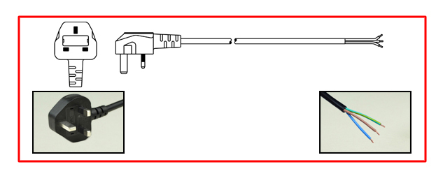 UK, BRITISH, UNITED KINGDOM, GULF STATES, 10 AMPERE-250 VOLT POWER SUPPLY CORD, BS 1363A TYPE G, UK1-13P, UK, BRITISH UNITED KINGDOM PLUG, 10 AMPERE BS 1362 FUSE, 2 POLE-3 WIRE GROUNDING [2P+E], STRIPPED ENDS, 3.05 METERS (10 FEET) (120") LONG. BLACK. 
<br><font color="yellow">Length: 3.05 METERS (10 FEET)</font>

<br><font color="yellow">Notes: </font> 
<br><font color="yellow">*</font> Option - View part number 83070-SA if SASO approval required.
<br><font color="yellow">*</font> Available with 3A, 5A fuses.
<br><font color="yellow">*</font> Scroll down to view additional related products.
