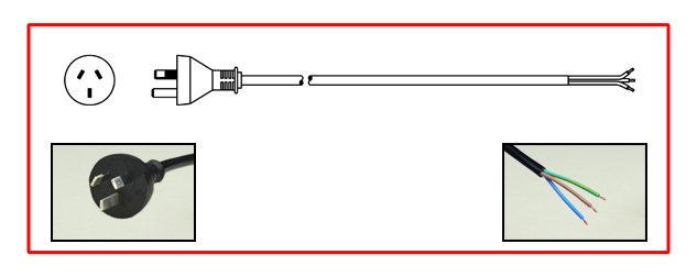 AUSTRALIA / NEW ZEALAND 10 AMPERE-250 VOLT POWER SUPPLY CORD, AS/NZS 4417 [RCM], AS/NZS 3112 PLUG, TYPE I [AU1-10P], 1.5mm2 H07RN-F CORDAGE, STRIPPED ENDS, 2 POLE-3 WIRE GROUNDING [2P+E], 3.05 METERS [10 FEET] [120"] LONG. BLACK.
<br><font color="yellow">Length: 3.05 METERS [10 FEET]</font>