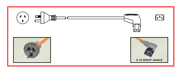 DETACHABLE POWER CORD SET WITH AUSTRALIAN AS / NZS 3112 CLEAR SEE-THROUGH HOSPITAL TYPE [AU1-10P] PLUG AND RIGHT-ANGLE CLEAR SEE-THROUGH IEC 60320 [320] C-13 CONNECTOR, CORDAGE IS ORANGE H05VV-F3Gx1.0 mm WITH INTERNATIONAL CONDUCTOR COLOR CODE, RATED 10 AMPERE 250 VOLT [INTERNATIONAL], 2 POLE-3 WIRE GROUNDING, 2.5 METERS [8FT-2IN] [98"] LONG. 
<br><font color="yellow">Length: 2.5 METERS [8FT]-2IN]</font>

<br><font color="yellow">Notes: </font> 
<br><font color="yellow">*</font> Available with shielded cordage, IEC 60320 [320] C-15 120C connector and / or custom length.
