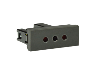 ITALY, CHILE, SOUTH AMERICA 10A-250V MODULAR CEI 23-16/VII OUTLET, TYPE L (IT1-10R), SHUTTERED CONTACTS, 18.5mmX50mm MODULAR SIZE, 2 POLE-3 WIRE GROUNDING (2P+E), WALL BOX, PANEL, DIN RAIL MOUNT. DARK GRAY. Terminal screws torque = 0.5Nm.

<br><font color="yellow">Notes: </font> 

<br><font color="yellow">*</font> Outlet mounts on American 2x4 wall boxes. Requires frame # 84202-F & wall plate # 84703 (White).  Options: Dark Gray, Chrome.

<br><font color="yellow">*</font> Weatherproof Cover # 84202-WP, IP 55 rated, Mounts on American 2X4 Wall box or Panel Mount.   
  
<br><font color="yellow">*</font> Outlet mounts on American 4x4 wall boxes. Requires frame # 84203-F & wall plate # 84705 (White).  Options: Dark Gray, Chrome. 
 
<br><font color="yellow">*</font> Outlet Panel Mounts. Requires frame # 84455 (White) Option: Dark Gray. DIN Rail mount. Requires frame # 84449. White. 

<br><font color="yellow">*</font> Surface mount wall boxes, View # 84442 series. Surface mount weatherproof box , IP 55 rated # 84446. White.

 <br><font color="yellow">*</font> Scroll down to view related plugs, outlets, GFCI/RCD sockets, power cords, power strips, plug adapters.  
 