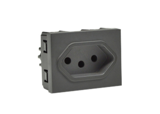 BRAZIL 10A-250V NBR 14136 OUTLET TYPE N (BR2-10R), 37mmX50mm MODULAR SIZE, 2 POLE-3 WIRE GROUNDING (2P+E). DARK GRAY, WALL BOX, PANEL, DIN RAIL MOUNT. Terminal screw torque: 0.5Nm.

<br><font color="yellow">Notes: </font> 

<br><font color="yellow">*</font> Outlet mounts on American 2x4 wall boxes. Requires frame # 84202-F & wall plate # 84702 (White).  Options: Dark Gray, Chrome.

<br><font color="yellow">*</font> Weatherproof Cover # 84202-WP, IP 55 rated, Mounts on American 2X4 Wall box or Panel Mount.   
  
<br><font color="yellow">*</font> Outlet mounts on American 4x4 wall boxes. Requires frame # 84203-F & wall plate # 84705 (White).  Options: Dark Gray, Chrome. 
 
<br><font color="yellow">*</font> Outlet Panel Mounts. Requires frame # 84455 (White) Option: Dark Gray. DIN Rail mount. Requires frame # 84449. White. 

<br><font color="yellow">*</font> Surface mount wall boxes, View # 84443 series. Surface mount weatherproof box , IP 55 rated # 84446. White.

<br><font color="yellow">*</font> Scroll down to view South America, Argentina, Brazil, Chile, Peru plugs, outlets, power cords, power strips, plug adapters.
 
 
 