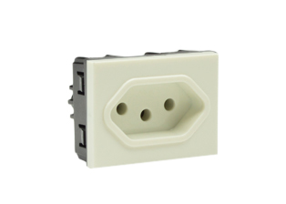 BRAZIL 10A-250V NBR 14136 OUTLET TYPE N (BR2-10R), 37mmX50mm MODULAR SIZE, 2 POLE-3 WIRE GROUNDING (2P+E), WALL BOX, PANEL, DIN RAIL MOUNT. WHITE. Terminal screw torque: 0.5Nm.

<br><font color="yellow">Notes: </font> 

<br><font color="yellow">*</font> Outlet mounts on American 2x4 wall boxes. Requires frame # 84202-F & wall plate # 84702 (White).  Options: Dark Gray, Chrome.

<br><font color="yellow">*</font> Weatherproof Cover # 84202-WP, IP 55 rated, Mounts on American 2X4 Wall box or Panel Mount.   
  
<br><font color="yellow">*</font> Outlet mounts on American 4x4 wall boxes. Requires frame # 84203-F & wall plate # 84705 (White).  Options: Dark Gray, Chrome. 
 
<br><font color="yellow">*</font> Outlet Panel Mounts. Requires frame # 84455 (White) Option: Dark Gray. DIN Rail mount. Requires frame # 84449. White. 

<br><font color="yellow">*</font> Surface mount wall boxes, View # 84443 series. Surface mount weatherproof box , IP 55 rated # 84446. White.

<br><font color="yellow">*</font> Scroll down to view South America, Argentina, Brazil, Chile, Peru plugs, outlets, power cords, power strips, plug adapters.
 
 