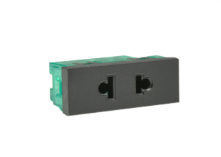 SOUTH AMERICA, EUROPEAN 15A/10A-250V (NEMA 1-15R / EURO) TYPE A, C, MODULAR OUTLET, 18.5mmX50mm MODULAR SIZE, 2 POLE-2 WIRE (2P), WALL BOX, PANEL, DIN RAIL MOUNT. Dark Gray. Terminal screws torque = 0.5Nm. DARK GRAY.  

<br><font color="yellow">Notes: </font> 

<br><font color="yellow">*</font> Outlet mounts on American 2x4 wall boxes. Requires frame #84202-F & wall plate #84703 (White).  Options: Dark Gray, Chrome.

<br><font color="yellow">*</font> Weatherproof Cover #84202-WP, IP55 rated, Mounts on American 2x4 Wall box or Panel Mount.   
  
<br><font color="yellow">*</font> Outlet mounts on American 4x4 wall boxes. Requires frame #84203-F & wall plate #84705 (White).  Options: Dark Gray, Chrome. 
 
<br><font color="yellow">*</font> Outlet Panel Mounts. Requires frame #84455 (White) Option: Dark Gray. DIN Rail mount. Requires frame #84449. White. 

<br><font color="yellow">*</font> Surface mount wall boxes, View #84442 series. Surface mount weatherproof box, IP55 rated #84446. White. 

<br><font color="yellow">*</font> Outlet accepts NEMA 1-15P (2P) Type A plugs & European (2P) Type C plugs with 4.0mm diameter pins.

<br><font color="yellow">*</font> Scroll down to view related plugs, outlets, GFCI/RCD sockets, power cords, power strips, plug adapters.  

