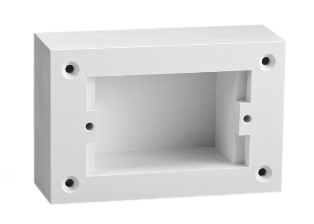 SURFACE MOUNT WALL BOX, IP55 RATED, 44mm DEEP. WHITE. 

<br><font color="yellow">Notes: </font>

<br><font color="yellow">*</font> Wall box has 83mm (3.28")  mounting centers. Same as American 2X4 wall boxes.

<br><font color="yellow">*</font> Accepts South America, Argentina, Brazil, Chile outlets with 83mm mounting centers.  
<br><font color="yellow">*</font> Accepts Australia, South Africa, India, China, Asia outlets with 83mm mounting centers.   

<br><font color="yellow">*</font> Accepts American, Canada outlets with 3 9/32" (83mm) mounting centers.   
<br><font color="yellow">*</font> Not for use with #74900-MCS, # 74900-MCSV W.P. covers.
