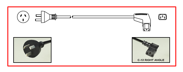 ARGENTINA 10 AMPERE-250 VOLT DETACHABLE POWER CORD SET, IRAM 2073 TYPE I PLUG [AR1-10P], RIGHT ANGLE IEC 60320 C-13 CONNECTOR, 2 POLE-3 WIRE GROUNDING [2P+E] 2.5 METERS [8FT-2IN] [98"] LONG. BLACK.
<br><font color="yellow">Length: 2.5 METERS [8FT-2IN]</font>

<br><font color="yellow">Notes: </font> 
<br><font color="yellow">*</font> Argentina power cords are designed and approved for use in Argentina only. Argentina plug / outlet wiring systems (polarity) is different from other countries that have similar type "I" plug configuration designs.

