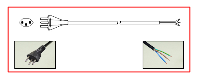 SWITZERLAND 16 AMPERE-250 VOLT POWER SUPPLY CORD, IP20, T23 TYPE J PLUG [SW2-16P], 2 POLE-3 WIRE GROUNDING (2P+E), HO5VV-F3G 1.5mm  CORDAGE, STRIPPED ENDS, 2.5 METERS [8FT-2IN] [98"] LONG. BLACK.
<br><font color="yellow">Length: 2.5 METERS [8FT-2IN]</font>