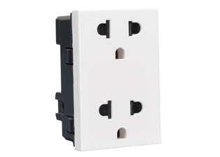 THAILAND, ASIA, SOUTH AMERICA, AMERICA, EUROPEAN, INTERNATIONAL  16 AMPERE-250 VOLT, 15 AMPERE-127 VOLT, TYPE A, B NEMA, TYPE C CEE 7/16, TYPE O, THAILAND TIS 2532-2555 THAILAND MULTI-CONFIGURATION DUPLEX POWER RECEPTACLE, OUTLET, 67.5mmX45mm MODULAR SIZE, SHUTTERED CONTACTS, 2 POLE-3 WIRE GROUNDING (2P+E). WHITE.
<br><font color="yellow">Notes: </font> 
<br><font color="yellow">*</font> Outlet accepts Thailand TIS 166-2549 Type O Plugs, American NEMA 1-15P, 515-P, 615-P, 5-20P, 6-20P Type A, Type B Plugs, Type C Plugs with 4.0mm Pins, European CEE 7 Plugs with 4.8mm pins or 4.0mm Pins. <font color="yellow">*</font> View:  <a href="https://internationalconfig.com/icc6.asp?item=85113" style="text-decoration: none">Thailand Plugs, Power Cords </a>.

<br><font color="yellow">*</font> GFCI (RCD) version available #85100-RCD.
<br><font color="yellow">*</font> Mounts on American 2x4 wall boxes, requires frame #79170X45-N & #79180X45-N wall plate (White, SS). 
<br> <font color="yellow">*</font> Mounts on American 4x4 wall boxes, requires frame #79210X45-N & #79220X45-N wall plate (White, SS) & blank #79590X45.
<br><font color="yellow">*</font> Mounts on European wall boxes (121mm on center), requires frame #730093X45.
<br><font color="yellow">*</font> Surface mount Insulated wall boxes #680603X45 series. Surface mount Metal wall boxes #79280X45 series.
<br><font color="yellow">*</font> Surface mount weatherproof, IP66 rated. Requires frame #730093X45 & #74792X45 wall box.
<br><font color="yellow">*</font> Complete range of modular devices and mounting component options. <a href="https://www.internationalconfig.com/modular_electrical_devices.asp" style="text-decoration: none">Modular Devices Link</a>
 <br><font color="yellow">*</font> Wall plates, boxes, outlets, switches, modular GFCI/RCD and circuit breakers are listed below. Scroll down to view.

 