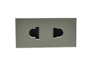 SOUTH AMERICA, AMERICA, EUROPEAN, THAILAND, ASIA, INTERNATIONAL 16 AMPERE-250 VOLT, 15 AMPERE-127 VOLT, TYPE A NEMA, TYPE C CEE 7/16 MULTI-CONFIGURATION OUTLET, 22.5mmX45mm MODULAR SIZE, SHUTTERED CONTACTS, 2 POLE-2 WIRE (2P). BLACK (MAGNESIUM COLOR).

<br><font color="yellow">Notes: </font> 
<br><font color="yellow">*</font> Accepts polarized and non-polarized NEMA 1-15P type A plugs and European CEE 7/16 (2P) plugs with 4.0mm / 4.8mm diameter pins.
<br><font color="yellow">*</font> Mounts on American 2x4 wall boxes, requires frame #79170X45-N & #79140X45-N wall plate (White, SS). 
<br> <font color="yellow">*</font> Mounts on American 4x4 wall boxes, requires frame #79210X45-N & #79215X45-N wall plate (White) & blank #79590X45.
<br><font color="yellow">*</font> Mounts on European wall boxes (60mm on center), requires frame #79250X45-N & wall plate #79266X45-N.
<br><font color="yellow">*</font> Surface mount insulated wall boxes #680601X45 series. Surface mount Metal wall boxes #79240X45 series.
<br><font color="yellow">*</font> Surface mount weatherproof, IP66 rated. Requires frame #730091X45 & #74790X45 wall box.
<br><font color="yellow">*</font> Panel mount frames #79110X45, #79110X45-ALU. <a href="https://www.internationalconfig.com/catalog_pages/pg94.pdf" style="text-decoration: none" target="_blank"> Panel Mount Instruction Guide</a>
<br><font color="yellow">*</font> Complete range of modular devices and mounting component options. <a href="https://www.internationalconfig.com/modular_electrical_devices.asp" style="text-decoration: none">Modular Devices Link</a>
 <br><font color="yellow">*</font> Wall plates, boxes, outlets, switches, modular GFCI/RCD and circuit breakers are listed below. Scroll down to view.
 