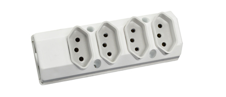 BRAZIL 10 AMPERE-250 VOLT 4 OUTLET PDU POWER STRIP, NBR 14136 <font color="yellow"> TYPE N </font> (BR2-10R), 2 POLE-3 WIRE GROUNDING (2P+E), LESS CORD. GRAY. 

<br><font color="yellow">Notes: </font> 
<br><font color="yellow">*</font> For horizontal rack applications use #52019 or #52019-BLK mounting plate.
 