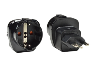 BRAZIL NBR 14136, S. AFRICA SANS 164-2 PLUG ADAPTER, 16 AMPERE-250 VOLT, SHUTTERED CONTACTS, IMPACT RESISTANT. BLACK. 

<br><font color="yellow">Notes: </font> 
<br><font color="yellow">*</font> Connects European Schuko 16A-250V CEE 7/7, CEE 7/4, CEE 7/16, Italy 10A-250V (IT1-10P), Swiss 10A-250V (SW1-10P) plugs with <font color="yellow"> TYPE N, </font> Brazil NBR 14136, South Africa SANS 164-2 outlets, sockets, receptacles.
<br><font color="yellow">*</font> Adapter plug connects with South Africa SANS 164-2 type N 15/16A-250V outlets and Brazil NBR 14136 type N 10A/20A-250V outlets only.
<br><font color="yellow">*</font><font color="yellow">*</font> Scroll down to view related product groups including similar adapters or select from Adapter Links and Transformer Links.
<br><font color="yellow">*</font> Adapter Links:  
<font color="yellow">-</font> <a href="https://www.internationalconfig.com/plug_adapt.asp" style="text-decoration: none">Country Specific Adapters</a> <font color="yellow">-</font> <a href="https://www.internationalconfig.com/universal_plug_adapters_multi_configuration_electrical_adapters.asp" style="text-decoration: none">Universal Adapters</a> <font color="yellow">-</font> <a href="https://www.internationalconfig.com/icc5.asp?productgroup=%27Plug%20Adapters%2C%20International%27" style="text-decoration: none">Entire List of Adapters</a> <font color="yellow">-</font> <a href="https://www.internationalconfig.com/Electrical_Adapters_C13_C14_C19_C20_C15_C7_C5_C21_60309_and_Electrical_Adapter_Power_Cords.asp" style="text-decoration: none">IEC 60320 Adapters</a> <font color="yellow">-</font><BR> <a href="https://www.internationalconfig.com/icc6.asp?item=IEC60320-Power-Cord-Splitters" style="text-decoration: none">IEC 60320 Splitter Adapters </a> <font color="yellow">-</font> <a href="https://www.internationalconfig.com/icc6.asp?item=IEC60320-Power-Cord-Splitters" style="text-decoration: none">NEMA Splitter Adapters </a> <font color="yellow">-</font> <a href="https://www.internationalconfig.com/icc6.asp?item=888-2126-ADPU" style="text-decoration: none">IEC 60309 Adapters</a> <font color="yellow">-</font> <a href="https://www.internationalconfig.com/cordhelp.asp" style="text-decoration: none">Worldwide and IEC Power Cord Selector</a>.
<br><font color="yellow">*</font> Transformer Links: <font color="yellow">-</font> <a href="https://www.internationalconfig.com/icc6.asp?item=Transformers" style="text-decoration: none">Step-Up, Step-Down Transformers & Voltage Converters </a>.