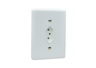 BRAZIL 10 AMPERE - 250 VOLT POWER OUTLET, NBR 14136 (BR2-10R) TYPE N, 2 POLE-3 WIRE GROUNDING (2P+E). WHITE. 

<br><font color="yellow">Notes: </font> 
<br><font color="yellow">*</font> Mounts on American 2x4 wall boxes or panel mount.
<br><font color="yellow">*</font> Terminal screw torque = 0.6Nm.

