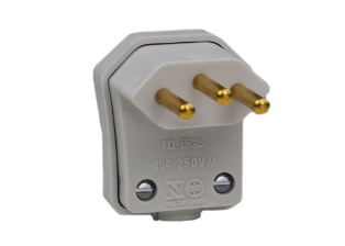 BRAZIL PLUG, 10 AMPERE-250 VOLT, NBR 14136 (BR2-10P) TYPE N PLUG, REWIREABLE ANGLE PLUG, 2 POLE-3 WIRE GROUNDING (2P+E), NYLON. BLACK.
<BR> MAX. CORD GRIP: 0.354" DIA.

<br><font color="yellow">Notes: </font> 
<br><font color="yellow">*</font> Plug mates with 10A-250V, 20A-250V Brazil outlets, connectors. 


