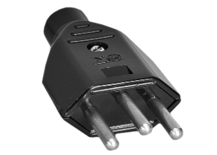 BRAZIL PLUG, 10 AMPERE-250 VOLT, NBR 14136 (BR2-10P) TYPE N PLUG, REWIREABLE PLUG, 2 POLE-3 WIRE GROUNDING (2P+E). BLACK. 
<BR> CORD GRIP RANGE: 0.250-0.435", TEMP. RATING = -40C +75C.  
<br><font color="yellow">Notes: </font> 
<br><font color="yellow">*</font> Plug mates with 10A-250V, 20A-250V Brazil outlets, connectors. 



 