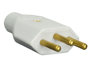 BRAZIL PLUG, 10 AMPERE-250 VOLT, NBR 14136 (BR2-10P) TYPE N PLUG, REWIREABLE PLUG, 2 POLE-3 WIRE GROUNDING (2P+E). GRAY.
<BR> CORD GRIP RANGE: 0.250-0.435", TEMP. RATING = -40C +75C.  
<br><font color="yellow">Notes: </font> 
<br><font color="yellow">*</font> Plug mates with 10A-250V, 20A-250V Brazil outlets, connectors. 


