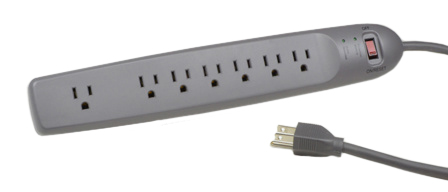 AMERICA, CANADA (NEMA 5-15R) 15 AMPERE-125 VOLT 7 OUTLET PDU POWER STRIP, 60Hz, SURGE PROTECTION (740 JOULES) 400V CLAMPING VOLTAGE, SURGE PROTECTION INDICATOR, ILLUMINATED ON/OFF CIRCUIT BREAKER, GROUND CONTINUITY INDICATOR, 2 POLE-3 WIRE GROUNDING (2P+E), SJT CORDAGE, 105�C 14/3 AWG CONDUCTORS, 1.8 METER (6 FOOT) LONG CORD, NEMA 5-15P PLUG. DARK GRAY.