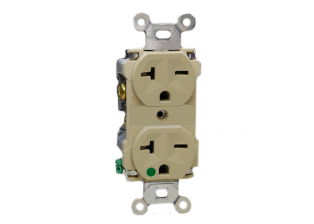 20 AMPERE-250 VOLT HOSPITAL GRADE DUPLEX RECEPTACLE, (NEMA 6-20R / NEMA 6-15R) OUTLET, 2 POLE-3 WIRE GROUNDING (2P+E), IMPACT RESISTANT NYLON BODY. UL/CSA LISTED, IVORY. 
view.

<br><font color="yellow">Notes: </font> 
<br><font color="yellow">*</font> Outlet accepts NEMA 6-20P (20A-250V) plugs & NEMA 6-15P (15A-250V) plugs.
<br><font color="yellow">*</font> Plugs, connectors, receptacles, power cords, wall plates, weatherproof covers are listed below in related products. Scroll down to view.