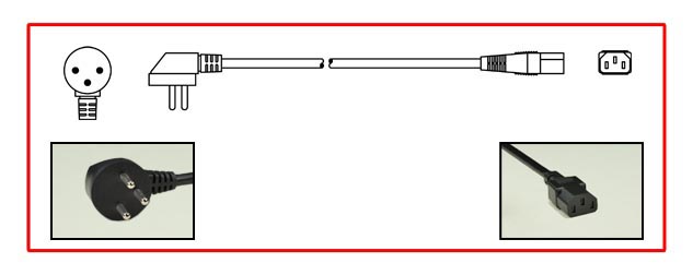 ISRAEL 10 AMPERE-250 VOLT DETACHABLE POWER CORD SI 32 [IS1-16P] PLUG, IEC 60320 C-13 CONNECTOR, 2 POLE-3 WIRE GROUNDING, 3.05 METERS [10 FEET] [120"] LONG. BLACK.
<br><font color="yellow">Length: 3.05 METERS [10 FEET]</font>