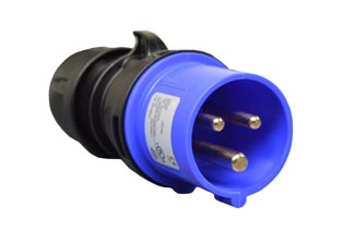 IEC 60309 (6h) PIN & SLEEVE PLUG, 20 AMPERE-250 VOLT C(UL)US LISTED, 16 AMPERE-220 VOLT OVE LISTED UNIVERSAL APPROVALS, SPLASHPROOF (IP44), CEE 17, IEC 309, 2 POLE-3 WIRE GROUNDING (2P+E), COMPRESSION STRAIN RELIEF, NYLON (POLYAMIDE  BODY) OPERATING TEMP. = -25C TO +80C. BLUE. CERTIFICATIONS: REACH, RoHS, CE. 

<br><font color="yellow">Notes: </font> 
<br><font color="yellow">*</font> Scroll down to view related pin & sleeve devices or download IEC 60309 Pin & Sleeve Brochure.
<br><font color="yellow">*</font> IEC 60309 (6h) power cords listed below under related products. Scroll down to view.

