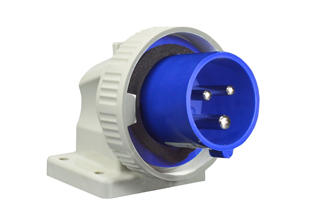 IEC 60309 (6h) PIN & SLEEVE DOWN ANGLE POWER INLET, 20 AMPERE-250 VOLT UL, CSA, 16 AMPERE-220 VOLT VDE, "UNIVERSAL APPROVALS", WATERTIGHT (IP67), PANEL MOUNT, 2 POLE-3 WIRE GROUNDING (2P+E), NYLON (POLYAMIDE BODY), OPERATING TEMP. = -25C TO +90C, 55mmX30mm C TO C MOUNTING, BLUE. APPROVALS: UL, CSA, VDE. CERTIFICATIONS: REACH, RoHS, CE. 

<br><font color="yellow">Notes: </font> 
<br><font color="yellow">*</font> Scroll down to view related pin & sleeve devices or download IEC 60309 Pin & Sleeve Brochure.