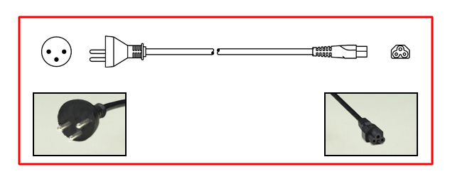 ISRAEL 2.5 AMPERE-250V POWER CORD SI 32 (IS1-16P) TYPE H PLUG, IEC 60320 C-5 CONNECTOR, 2 POLE-3 WIRE GROUNDING, 1.8 METERS (6 FEET) (72") LONG. BLACK.
<br><font color="yellow">Length: 1.8 METERS (6 FEET)</font>