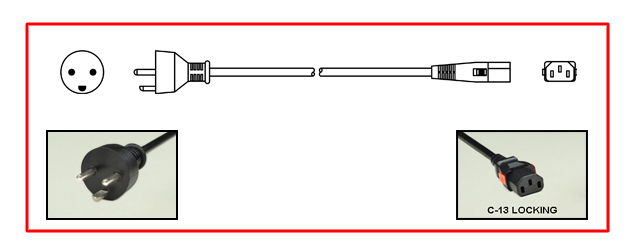 <font color="red">LOCKING</font> DENMARK, DANISH 10 AMPERE-250 VOLT DETACHABLE POWER CORD [DE1-13P] TYPE K PLUG, IEC 60320 <font color="red">LOCKING C-13 CONNECTOR</font>, H05VV-F 1.0mm2 CONDUCTORS, 70�C, 2 POLE-3 WIRE GROUNDING [2P+E], 2.5 METERS [8FT-2IN] [98"] LONG. BLACK.  
<br><font color="yellow">Length: 2.5 METERS [8FT-2IN]</font>

<br><font color="yellow">Notes: </font> 
<br><font color="yellow">*</font> IEC 60320 C-13 connector locks onto C14 power inlets. <font color="red">Slide buttons [red color] release [unlocks] the C-13 connector</font>.
<br><font color="yellow">*</font> IEC 60320 C-13 locking power strips, C-13 locking panel mount outlet and additional C-13 locking power cords are listed below under related products.
