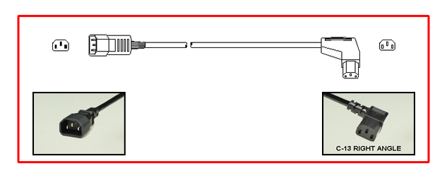 IEC 60320 C-14, C-13 RIGHT ANGLE POWER CORD, 10 AMPERE-250 VOLT, VDE EUROPEAN H05VV-F 1.0mm CABLE, 2 POLE-3 WIRE GROUNDING [2P+E], 2.0 METERS [6FT-7IN] [79"] LONG. BLACK.
<br><font color="yellow">Length: 2.0 METERS [6FT-7IN]</font> 