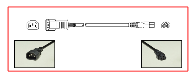 IEC 60320 C-14, C-5 ADAPTER CORD, 10 AMPERE-125 VOLTS, 2.5 AMPERE-250 VOLTS RATED, 17/3 AWG, SJTO, 105C, H05VV-F 1.0mm2, 2 POLE-3 WIRE GROUNDING (2P+E), 4.87 METERS (16 FEET) (192") LONG. BLACK. 
<br><font color="yellow">Length: 4.87 METERS (16 FEET)</font>

<br><font color="yellow">Notes: </font> 
<br><font color="yellow">*</font> Connects C13 connectors/outlets to C6 inlets.