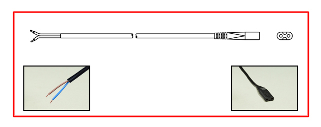 IEC 60320 C-7 POWER CORD, 2.5 AMPERE-250 VOLT, 2 POLE-2 WIRE, H05VVH2-F 2x0.75mm2 CONDUCTORS, JACKET O.D. 3.4x5.6 mm, STRIPPED ENDS, 2.0 METERS [6FT-7IN] [79"] LONG. BLACK. VDE LISTED.
<br><font color="yellow">Length: 2.0 METERS [6FT-7IN]</font>