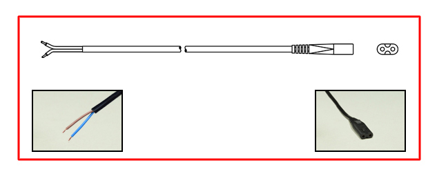 AMERICAN IEC 60320 C-7 POWER CORD, 2.5 AMPERE-125 VOLT, (2 POLE-2 WIRE) (NON-POLARIZED), SPT-1, 18/2 AWG CONDUCTORS, STRIPPED ENDS, 1.8 METERS (6 FEET) (72") LONG. BLACK. UL / CSA LISTED.
<br><font color="yellow">Length: 1.8 METERS (6 FEET)</font> 