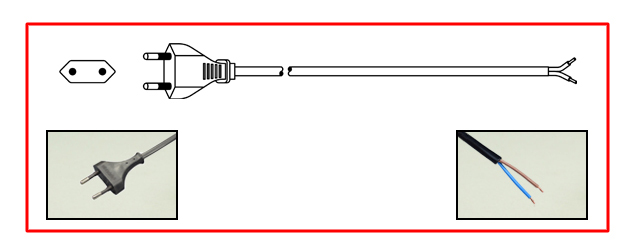 EUROPEAN POWER CORD <font color="yellow">[ROUND CORD DESIGN]</font>, 2.5 AMPERE-250 VOLT, CEE 7/16 EUROPLUG [4.0mm PINS], 2 POLE-2 WIRE [NON-GROUNDING], 1.8 METERS [6 FEET] [72"] LONG. BLACK. 
<br><font color="yellow">Length: 1.8 METERS [6 FEET]</font>

<br><font color="yellow">Notes: </font> 
<br><font color="yellow">*</font> Cordage is black H05VV-F2 x 0.75. Jacket diameter = 6.4 mm [approximate].
