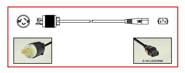 <font color="red">LOCKING</font> 15 AMPERE-125 VOLT POWER CORD, NEMA L5-15P LOCKING PLUG, IEC 60320 <font color="RED"> LOCKING C-13 CONNECTOR</font>, SJT 14/3 AWG, 105C, 2 POLE-3 WIRE GROUNDING [2P+E], 2.5 METERS [8FT-2IN] [98"] LONG. BLACK. 
<br><font color="yellow">Length: 2.5 METERS [8FT-2IN]</font>

<br><font color="yellow">Notes: </font> 
<br><font color="yellow">*</font> Locking C13 connector designed to securely lock onto all C14 inlets, C14 plugs, C14 power cords.
<br><font color="yellow">*</font> IEC 60320 C13 connector locks onto C14 power inlets or C14 plugs. (<font color="red"> Red color (slide release latch) unlocks the C13 connector.</font>)
<br><font color="yellow">*</font> <font color="red"> Locking</font> European, British, UK, Australian, International and America / Canada NEMA 5-15P, 5-20P, 6-15P, 6-20P, L5-15P, L6-15P, L5-20P, L6-20P, L5-30P, L6-30P, IEC 60309 (6h), IEC 60320 C13, IEC 60320 C19 locking power cords are listed below in related products. Scroll down to view.