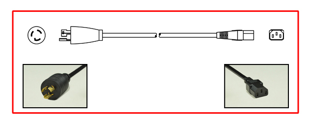 15 AMPERE-125 VOLT NEMA L5-15P PLUG TYPE DETACHABLE LOCKING POWER CORD SET, IEC 60320 C-13 CONNECTOR, 14/3 AWG SJTO 105C CORDAGE, 2 POLE-3 WIRE GROUNDING, 2.5 METERS [8FT-2IN] [98"] LONG, COILED. BLACK.
<br><font color="yellow">Length: 2.5 METERS [8FT-2IN]</font> 

<br><font color="yellow">Notes: </font> 
<br><font color="yellow">*</font> Custom lengths available.