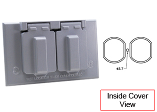 AMERICAN DUPLEX OUTLET WEATHERPROOF COVER, CORROSION RESISTANT DIE CAST ZINC, POLYESTER FINISH, STAINLESS STEEL SPRINGS, HORIZONTAL MOUNT. GRAY.

<br><font color="yellow">Notes: </font> 
<br><font color="yellow">*</font> Mounts on American 2x4 size wall boxes.
