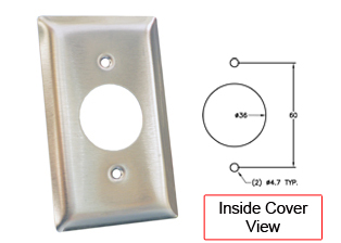 AMERICAN SINGLE OUTLET WALL PLATE, STAINLESS STEEL (TYPE 302).

<br><font color="yellow">Notes: </font> 
<br><font color="yellow">*</font> Mounts on American 2x4 size wall boxes.
