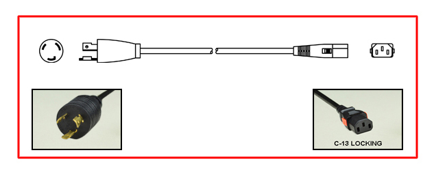 <font color="red">LOCKING</font> 15 AMPERE-250 VOLT POWER CORD, NEMA L6-20P LOCKING PLUG, IEC 60320 <font color="RED"> LOCKING C-13 CONNECTOR</font>, SJTO 14/3 AWG, 105C, 2 POLE-3 WIRE GROUNDING (2P+E), 3.66 METERS (12 FEET) (144") LONG. BLACK.
<br><font color="yellow">Length: 3.66 METERS (12 FEET)</font> 

<br><font color="yellow">Notes: </font> 
<br><font color="yellow">*</font> Locking C13 connector designed to securely lock onto all C14 inlets, C14 plugs, C14 power cords.
<br><font color="yellow">*</font> IEC 60320 C13 connector locks onto C14 power inlets or C14 plugs. (<font color="red"> Red color (slide release latch) unlocks the C19 connector.</font>)
<br><font color="yellow">*</font> <font color="red"> Locking</font> European, British, UK, Australian, International and America / Canada NEMA 5-15P, 5-20P, 6-15P, 6-20P, L5-15P, L6-15P, L5-20P, L6-20P, L5-30P, L6-30P, IEC 60309 (6h), IEC 60320 C13, IEC 60320 C19 locking power cords are listed below in related products. Scroll down to view.