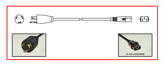 <font color="red">LOCKING</font> 15 AMPERE-250 VOLT POWER CORD, NEMA L6-20P LOCKING PLUG, IEC 60320 <font color="RED"> LOCKING C-13 CONNECTOR</font>, SJT 14/3 AWG, 105�C, 2 POLE-3 WIRE GROUNDING (2P+E). 1.8 METERS (6 FEET) (72") LONG. BLACK. 
<br><font color="yellow">Length: 1.8 METERS (6 FEET)</font>

<br><font color="yellow">Notes: </font> 
<br><font color="yellow">*</font> Locking C13 connector designed to securely lock onto all C14 inlets, C14 plugs, C14 power cords.
<br><font color="yellow">*</font> IEC 60320 C13 connector locks onto C14 power inlets or C14 plugs. (<font color="red"> Red color (slide release latch) unlocks the C13 connector.</font>)
<br><font color="yellow">*</font> <font color="red"> Locking</font> European, British, UK, Australian, International and America / Canada (NEMA) 5-15P, 5-20P, 6-15P, 6-20P, L5-15P, L6-15P, L5-20P, L6-20P, L5-30P, L6-30P, IEC 60309 (6h), IEC 60320 C13, IEC 60320 C19 locking power cords are listed below in related products. Scroll down to view.