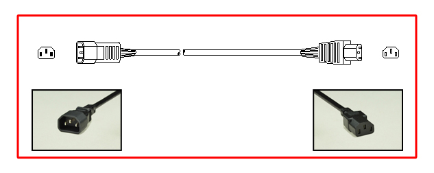 UNIVERSAL [UL, CSA, VDE APPROVALS] 10 AMPERE-250 VOLT, 17/3 AWG DETACHABLE POWER CORD, IEC 60320 C-14 PLUG, C-13 CONNECTOR, 2 POLE-3 WIRE GROUNDING [2P+E], 1.0 METERS [3FT-3IN] [39"] LONG. BLACK.
<br><font color="yellow">Length: 1.0 METERS [3FT-3IN]</font>

<br><font color="yellow">Notes: </font> 
<br><font color="yellow">*</font> Universal C-13, C-19 power cords (12 inch to 20 feet long), C-13 Y-splitters, power strips, plugs, connectors & adapters are listed below in related products. Scroll down to view.