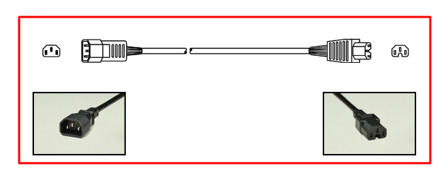 15 AMPERE-250 VOLT POWER CORD, IEC 60320 C-14 PLUG, IEC 60320 C-15 CONNECTOR, 14/3 AWG SJT, 105C, (UL, C/UL LISTED), 2 POLE-3 WIRE GROUNDING (2P+E), 3.05 METERS (10 FEET) (120") LONG. BLACK.
<br><font color="yellow">Length: 3.05 METERS (10 FEET)</font>

<br><font color="yellow">Notes: </font> 
<br><font color="yellow">*</font> Connects with C-16 power inlets.
<br><font color="yellow">*</font> Power cords, plugs, connectors, adapters listed below in related products. Scroll down to view.