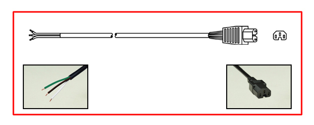 15 AMPERE-250 VOLT POWER SUPPLY CORD, IEC-60320 C-15 CONNECTOR, UL/CSA LISTED, SJT, 14/3 AWG, 105C, 2 POLE-3 WIRE GROUNDING (2P+E), 3.05 METERS (10 FEET) (120") LONG, STRIPPED ENDS. BLACK.
<br><font color="yellow">Length: 3.05 METERS (10 FEET)</font>  

<br><font color="yellow">Notes: </font> 
<br><font color="yellow">*</font> Connects with C-16 power inlets.