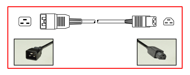 IEC 60320 C-20, C-21 DETACHABLE POWER CORD, 20 AMPERE-250 VOLT, 12/3 AWG, SJT, 105C, 2 POLE-3 WIRE GROUNDING (2P+E), 0.9 METERS (3 FEET) (36") LONG. BLACK.
<br><font color="yellow">Length: 0.9 METERS (3 FEET)</font>