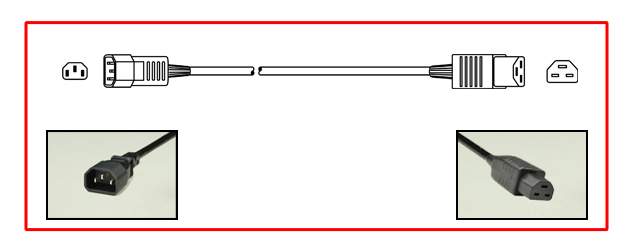 IEC 60320 C-14, C-21 DETACHABLE POWER CORD, 15 AMPERE-250 VOLT (UL/CSA), 14/3 AWG, SJT, 105C, CORDAGE, 2 POLE-3 WIRE GROUNDING (2P+E), 0.9 METERS (3 FEET) (36") LONG. BLACK.
<br><font color="yellow">Length: 0.9 METERS (3 FEET)</font>